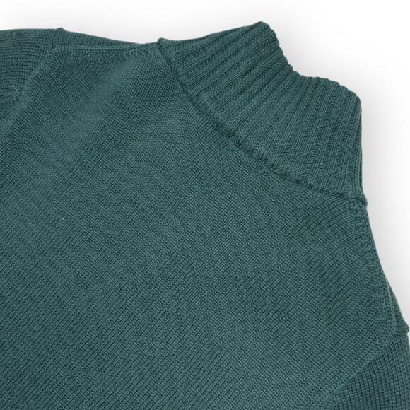 Vintage 90s L.L. Bean Flannel Lined Full Zip Cardigan Sweater Green Sz M - Picture 6 of 11
